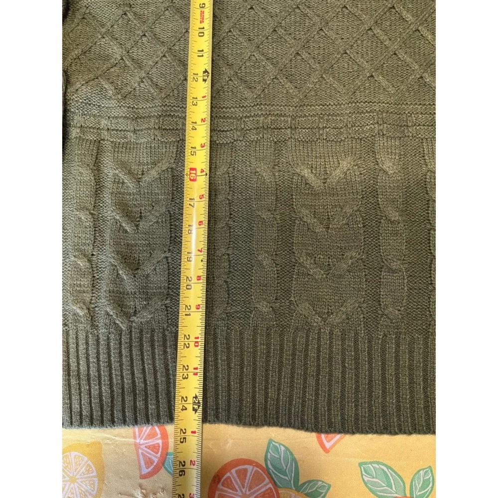 Cottagecore Womens Time and Tru Cable‎ Knit Sweater L Olive Green